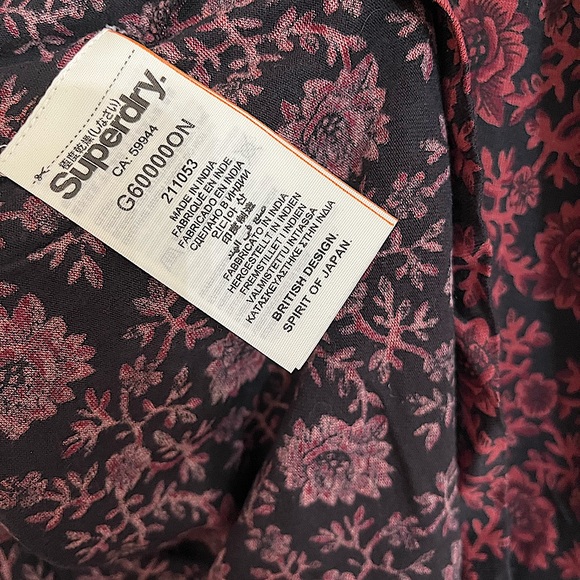 SuperDry Burgundy Floral Embellished Beaded Tank Top NWT — Medium - Picture 5 of 5